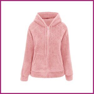 Faux Fur Sherpa Fleece Hooded Jacket Lightweight Short Coat